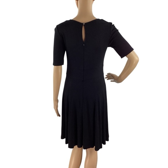 Vince Camuto Black Fit & Flare Elbow Sleeve Ponte Dress Size 6 - Picture 5 of 7